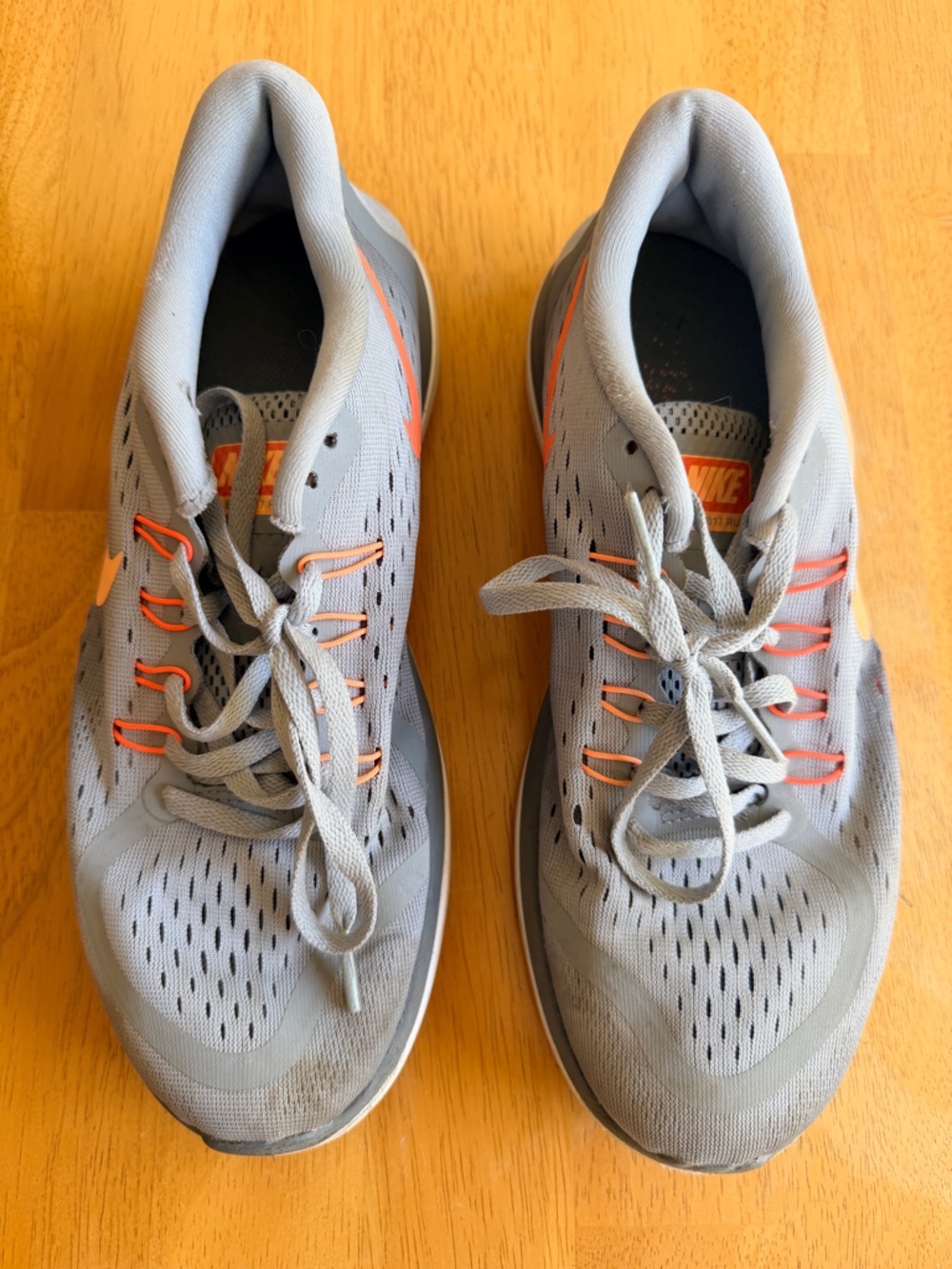 Women’s Nike Gray and Orange Breathable Running Sneakers Size 9.5